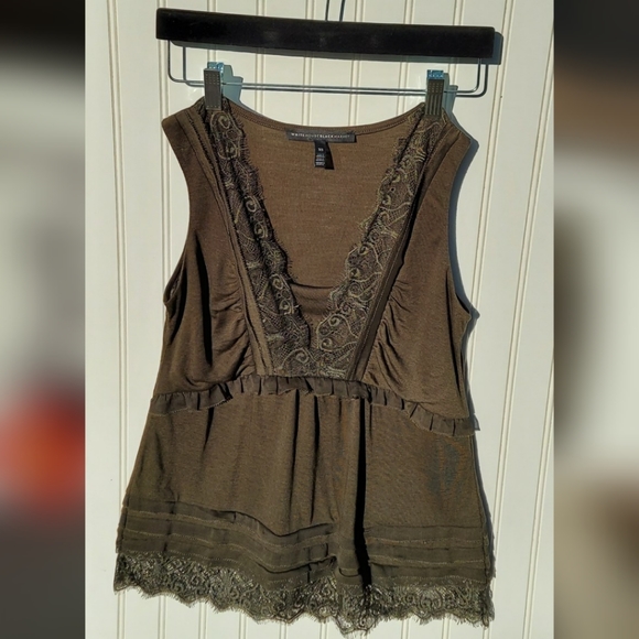 White House Black Market Tops - White House Black Market olive green lace tank